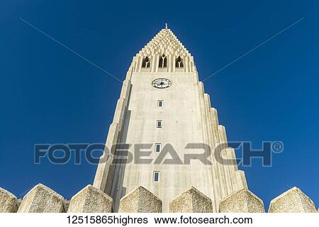 Stock Photograph - Architectural detail of the Hallgrimur church; Reykjavik, Iceland. Fotosearch