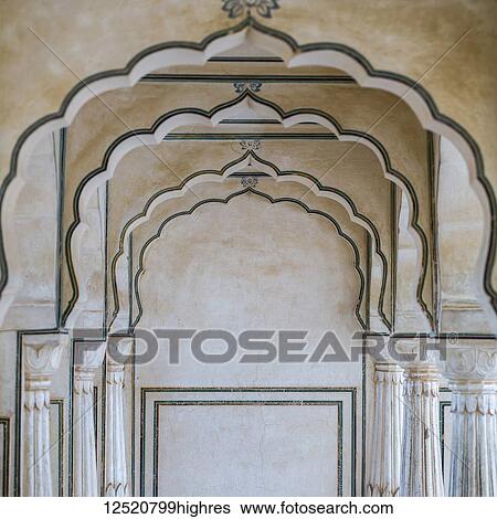 Architecture detail inside a building in Amer Fort; Jaipur, Rajasthan, India View Large Photo Image Stock Photograph - Architecture detail inside a building in Amer Fort; Jaipur, Rajasthan, India. Fotosearch