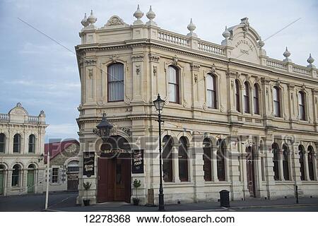 Stock Photo - Attractive Victorian Italianate style hotel; Oamaru, North Otago, New Zealand. Fotosearch