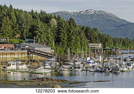 Auke Bay small boat harbor north of Juneau with Mt. Meek and Douglas Island in the background, Southeast Alaska View Large Photo Image Stock Image - Auke Bay small boat harbor north of Juneau with Mt. Meek and Douglas Island in the background, Southeast Alaska. Fotosearch