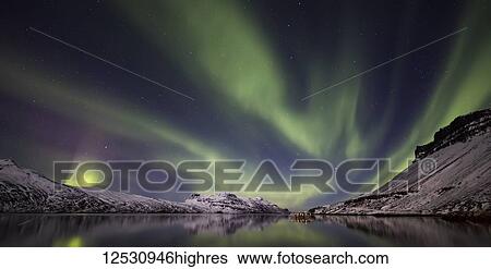 Aurora Borealis, or Northern lights; Djupavik, West Fjords, Iceland View Large Photo Image Stock Photograph - Aurora Borealis, or Northern lights; Djupavik, West Fjords, Iceland. Fotosearch
