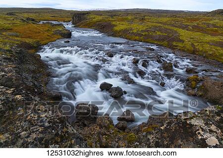 Autumn colours in the landscape with a river running through it; Djupavik, West Fjords, Iceland View Large Photo Image Stock Photograph - Autumn colours in the landscape with a river running through it; Djupavik, West Fjords, Iceland. Fotosearch