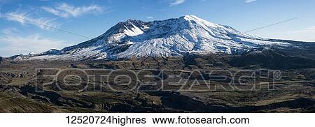 Stock Photograph - Autumn snow caps Mount St. Helens, an active volcano; Toutle, Washington, United States of America. Fotosearch
