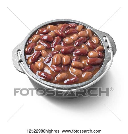 Baked beans in a metal pot with handle against a white background View Large Photo Image Stock Photograph - Baked beans in a metal pot with handle against a white background. Fotosearch
