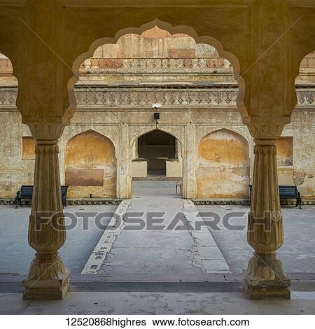 Baradari pavilion at Man Singh I, Palace Square, Amer Fort; Jaipur, Rajasthan, India View Large Photo Image Stock Photograph - Baradari pavilion at Man Singh I, Palace Square, Amer Fort; Jaipur, Rajasthan, India. Fotosearch