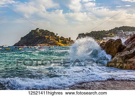 Beach view from Tossa de Mar of Castell de Tossa, which was built in 1187; Tossa de Mar, Girona, Spain View Large Photo Image Stock Photograph - Beach view from Tossa de Mar of Castell de Tossa, which was built in 1187; Tossa de Mar, Girona, Spain. Fotosearch
