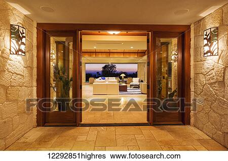 Beautiful Entrance To Luxury Home View Large Photo Image Stock Photograph - Beautiful Entrance To Luxury Home. Fotosearch