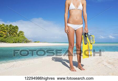 Beautiful Young Woman On Tropical Island With Snorkel Gear View Large Photo Image Stock Photograph - Beautiful Young Woman On Tropical Island With Snorkel Gear. Fotosearch