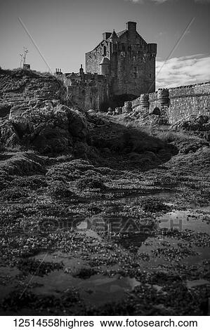 Black and white image of a castle; Isle of Skye, Scotland View Large Photo Image Stock Photograph - Black and white image of a castle; Isle of Skye, Scotland. Fotosearch