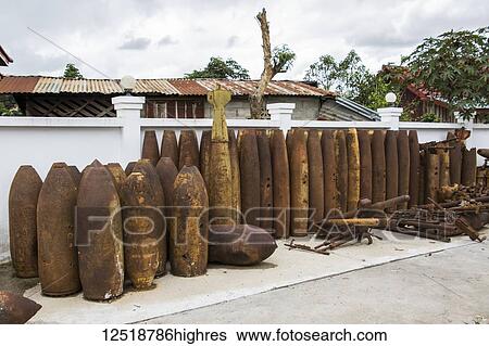 Bomb casings dating to the Indochina Wars; Phonsavan, Xiangkhouang ...