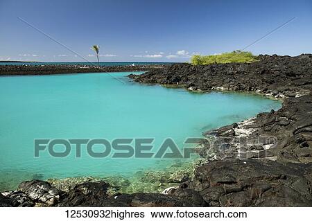 Stock Photograph - Brackish cove, Kiholu Bay, South Kohala Coast; Island of Hawaii, Hawaii, United States of America. Fotosearch