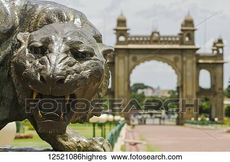 Bronze statue of tiger at Mysore Palace; Mysore, Karnataka, India View Large Photo Image Stock Photograph - Bronze statue of tiger at Mysore Palace; Mysore, Karnataka, India. Fotosearch