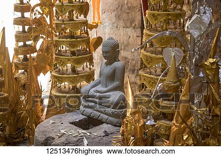 Buddhist shrine in the interior of a tower in Prasat Yeah Puon, the South Group, Sambor Prei Kuk; Kompong Thom, Cambodia View Large Photo Image Stock Photograph - Buddhist shrine in the interior of a tower in Prasat Yeah Puon, the South Group, Sambor Prei Kuk; Kompong Thom, Cambodia. Fotosearch