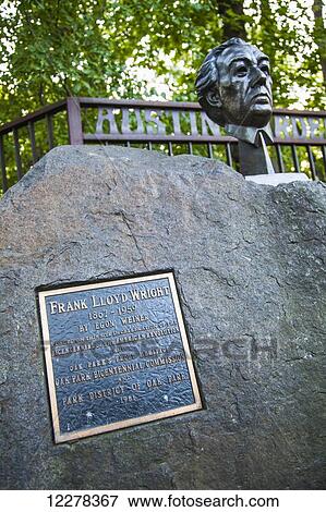 Bust of Frank Lloyd Wright outside Austin Gardens Park; Oak Park, Illinois, United States of America View Large Photo Image Stock Photo - Bust of Frank Lloyd Wright outside Austin Gardens Park; Oak Park, Illinois, United States of America. Fotosearch