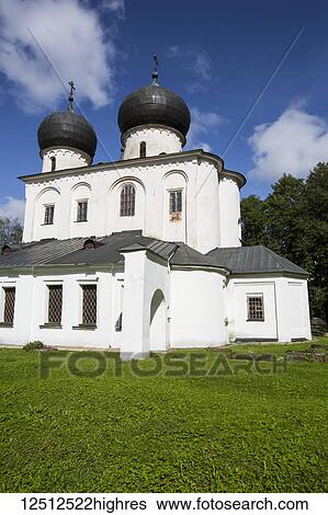 Stock Photograph - Cathedral, St. Anthony Monastery, a UNESCO World Heritage Site; Veliky Novgorod, Novgorod Oblast, Russia. Fotosearch
