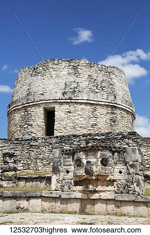 Chac Complex, Observatory, Mayapan Archaeological Site, Mayan Ruins; Yucatan, Mexico View Large Photo Image Stock Photograph - Chac Complex, Observatory, Mayapan Archaeological Site, Mayan Ruins; Yucatan, Mexico. Fotosearch