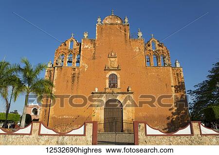 Stock Photograph - Church of San Juan Bautista, founded in 1609; Tekax, Yucatan, Mexico. Fotosearch