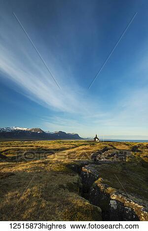 Church on lava fields at dusk, Snaefellsnes Peninsula; Budir, Iceland View Large Photo Image Stock Photograph - Church on lava fields at dusk, Snaefellsnes Peninsula; Budir, Iceland. Fotosearch
