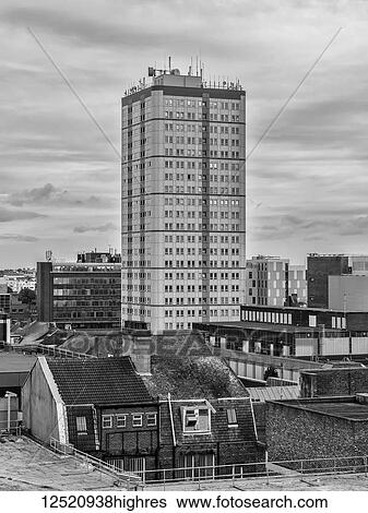 City high-rise towering above the roofline of surrounding buildings; Newcastle Upon Tyne, Tyne and Wear, England View Large Photo Image Stock Photograph - City high-rise towering above the roofline of surrounding buildings; Newcastle Upon Tyne, Tyne and Wear, England. Fotosearch