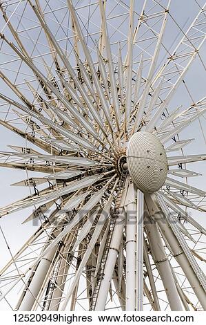 Stock Photograph - Close-up of the center of a ferris wheel; United Kingdom. Fotosearch