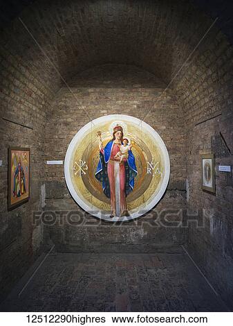 Colourful round artwork of a woman holding a small child, St. Stephen's Basilica; Budapest, Budapest, Hungary View Large Photo Image Stock Photograph - Colourful round artwork of a woman holding a small child, St. Stephen's Basilica; Budapest, Budapest, Hungary. Fotosearch