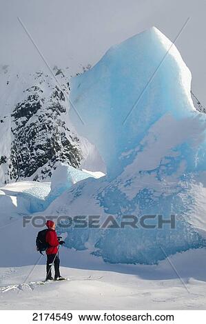 Cross Country Skier Portage Lake And Glacier Sc Ak Winter Scenic View Large Photo Image Stock Photo - Cross Country Skier Portage Lake And Glacier Sc Ak Winter Scenic. Fotosearch