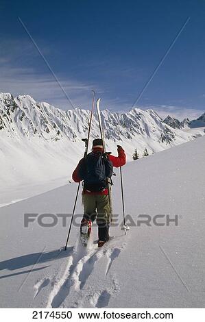 Stock Image - Cross Country Skier Skiing Turnagain Pass Sc Ak Winter Scenic. Fotosearch