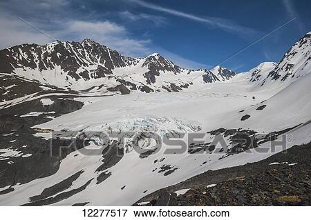 Crow Creek Pass looking toward Raven Glacier, Chugach State Park near Girdwood in Southcentral Alaska. View Large Photo Image Stock Photo - Crow Creek Pass looking toward Raven Glacier, Chugach State Park near Girdwood in Southcentral Alaska.. Fotosearch