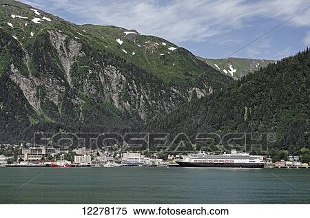 Cruise ship moored at the docks at Juneau, Gastineau Channel, Southeast Alaska View Large Photo Image Stock Photography - Cruise ship moored at the docks at Juneau, Gastineau Channel, Southeast Alaska. Fotosearch