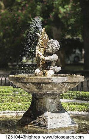 Stock Photograph - Decorative fountain in Florida Park; Vitoria- Gasteiz, Alava, Pais Vasco, Spain. Fotosearch