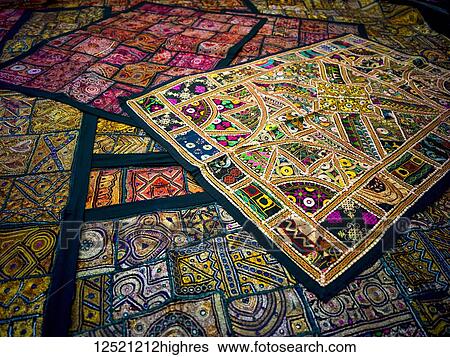 Display of colourful and decorative textiles; Jaisalmer, Rajasthan, India View Large Photo Image Stock Photograph - Display of colourful and decorative textiles; Jaisalmer, Rajasthan, India. Fotosearch