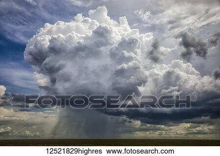 Stock Photograph - Dramatic clouds building up over the plains of Africa; Ndutu, Tanzania. Fotosearch
