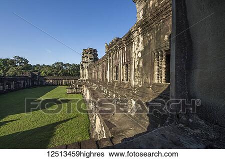 Stock Photograph - Eastern gallery, Angkor Wat; Siem Reap, Cambodia. Fotosearch