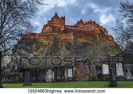 Edinburg Castle at the sunset viewed from the cemetery; Edinburgh, Scotland View Large Photo Image Stock Photograph - Edinburg Castle at the sunset viewed from the cemetery; Edinburgh, Scotland. Fotosearch