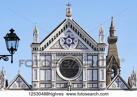 Facade of Basilica of the Holy Cross; Florence, Tuscany, Italy View Large Photo Image Stock Photograph - Facade of Basilica of the Holy Cross; Florence, Tuscany, Italy. Fotosearch