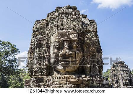 Face tower of the Bayon; Angkor Thom, Siem Reap, Cambodia View Large Photo Image Stock Photograph - Face tower of the Bayon; Angkor Thom, Siem Reap, Cambodia. Fotosearch