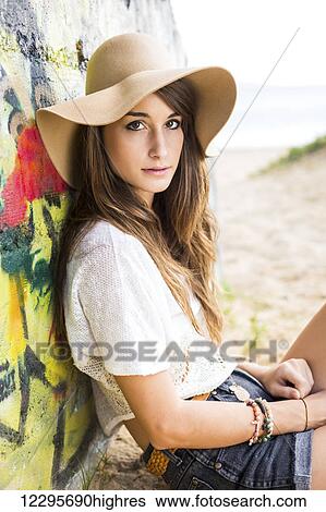 Stock Photograph - Fashion Lifestyle, Portrait Of Beautiful Young Woman. Fotosearch