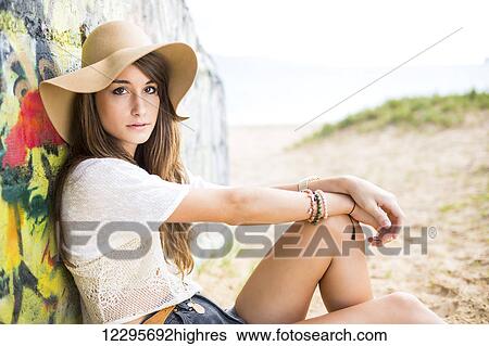 Stock Photograph - Fashion Lifestyle, Portrait Of Beautiful Young Woman. Fotosearch
