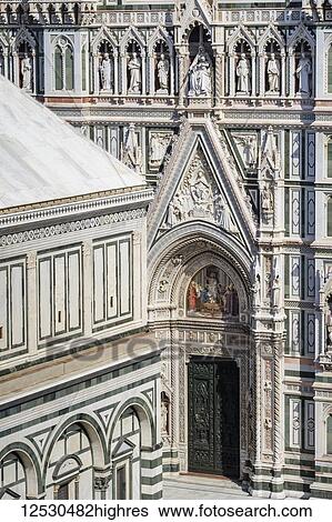 Stock Photograph - Florence Cathedral and St. John's Baptistry; Florence, Tuscany, Italy. Fotosearch