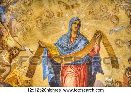 Stock Photograph - Fresco, Cathedral and St. Anthony Monastery; Veliky Novgorod, Novgorod Oblast, Russia. Fotosearch