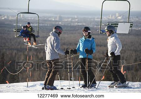 Friends at the top of Hilltop Ski Area in Anchorage, Alaska View Large Photo Image Stock Photo - Friends at the top of Hilltop Ski Area in Anchorage, Alaska. Fotosearch