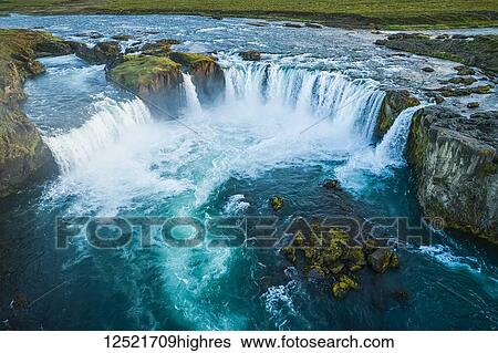 Stock Photograph - Godafoss, in northern Iceland; Husavik, Iceland. Fotosearch