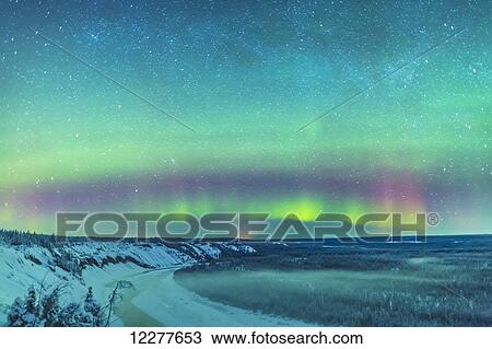 Green and red northern lights over the Copper River near Glennallen, Southcentral Alaska, USA, Winter View Large Photo Image Stock Image - Green and red northern lights over the Copper River near Glennallen, Southcentral Alaska, USA, Winter. Fotosearch