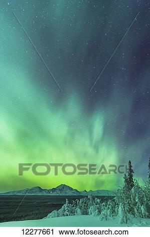 Green northern lights over the Copper River and Wrangell Mountains near Glennallen, Southcentral Alaska, USA, Winter View Large Photo Image Stock Image - Green northern lights over the Copper River and Wrangell Mountains near Glennallen, Southcentral Alaska, USA, Winter. Fotosearch