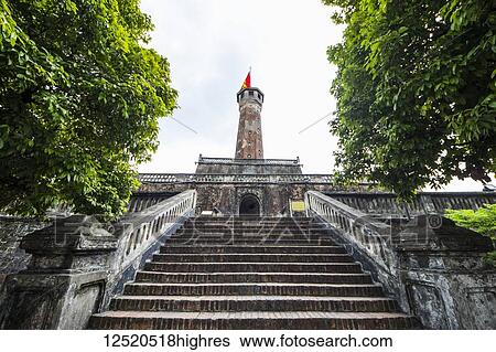 Stock Photograph - Hanoi Flag Tower by the Imperial Citadel of Thang Long; Hanoi, Hanoi, Vietnam. Fotosearch