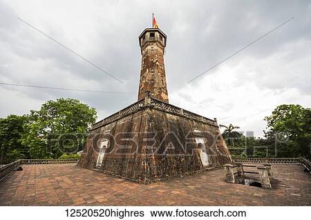 Stock Photograph - Hanoi Flag Tower by the Imperial Citadel of Thang Long; Hanoi, Hanoi, Vietnam. Fotosearch