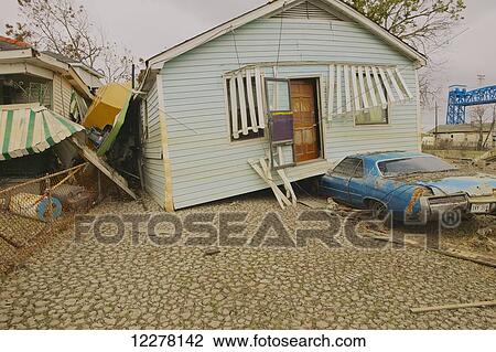 Stock Image - Hurricane Katrina destruction; New Orleans, Louisiana, United States of America. Fotosearch