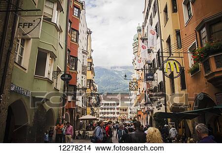 Innsbruck high street; Innsbruck, Austria View Large Photo Image Picture - Innsbruck high street; Innsbruck, Austria. Fotosearch