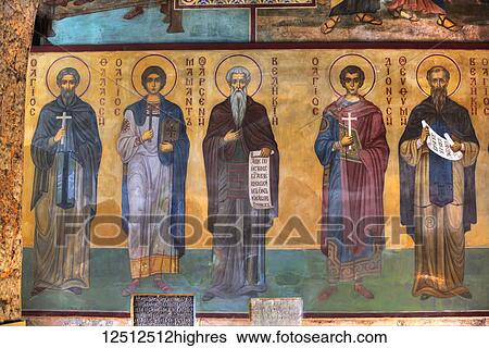 Stock Photograph - Interior fresco painting in St. Sophia Cathedral; Veliky Novgorod, Novgorod Oblast, Russia. Fotosearch