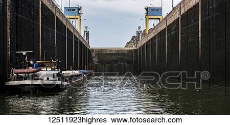 Stock Photograph - Iron Gate, Hydroelectric Power Station, the largest dam on the Danube River and one of the largest hydro power plants in Europe; Drobeta-Turnu Severin, Jude? ul Mehedin? i, Serbia. Fotosearch